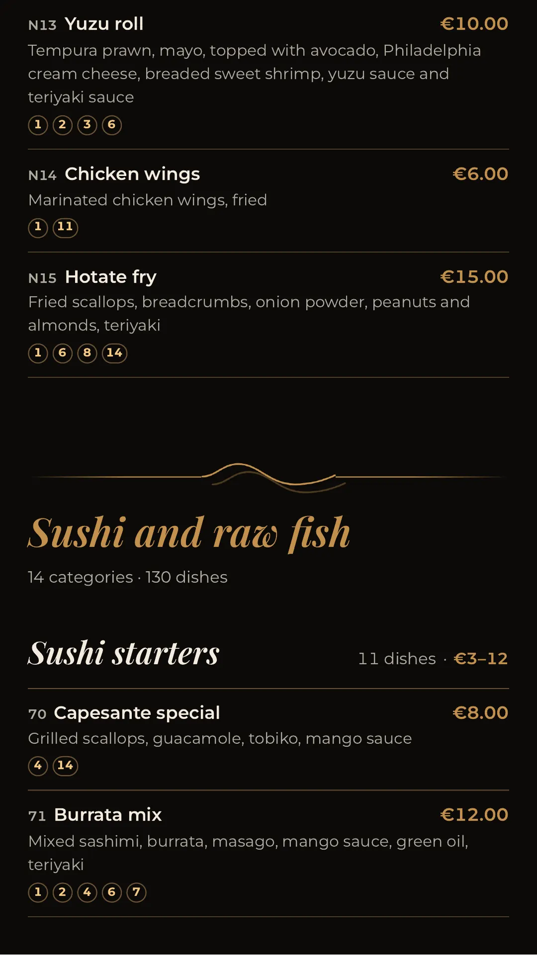 Full menu, page 3 of 32