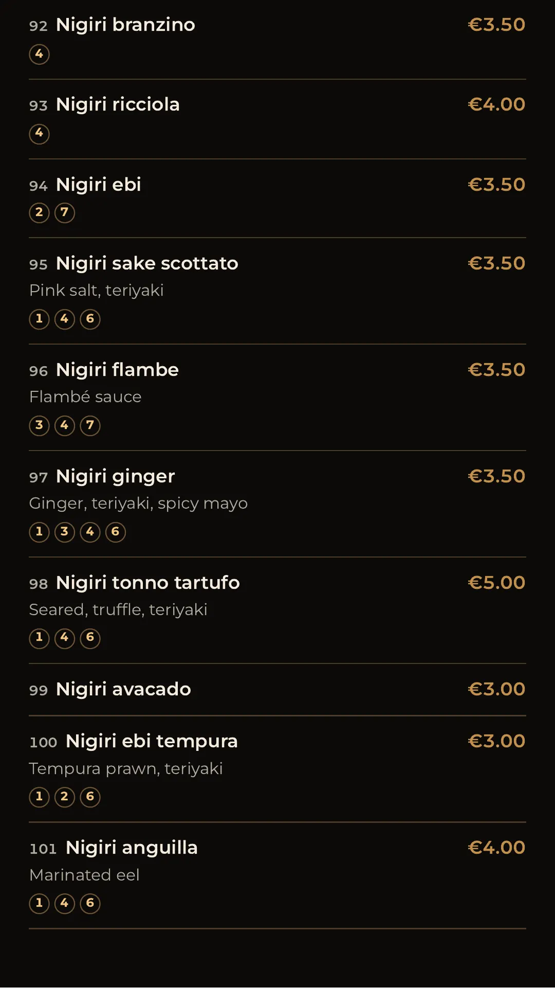 Full menu, page 6 of 32