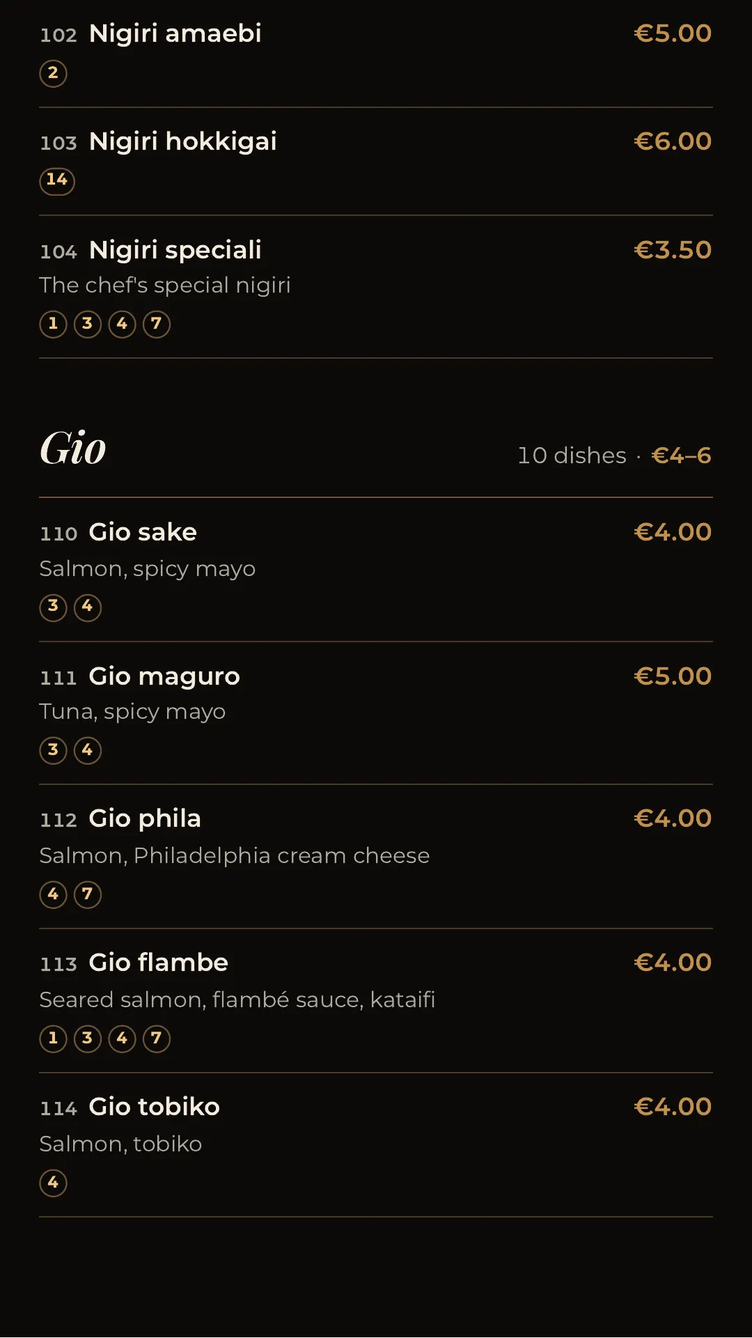 Full menu, page 7 of 32