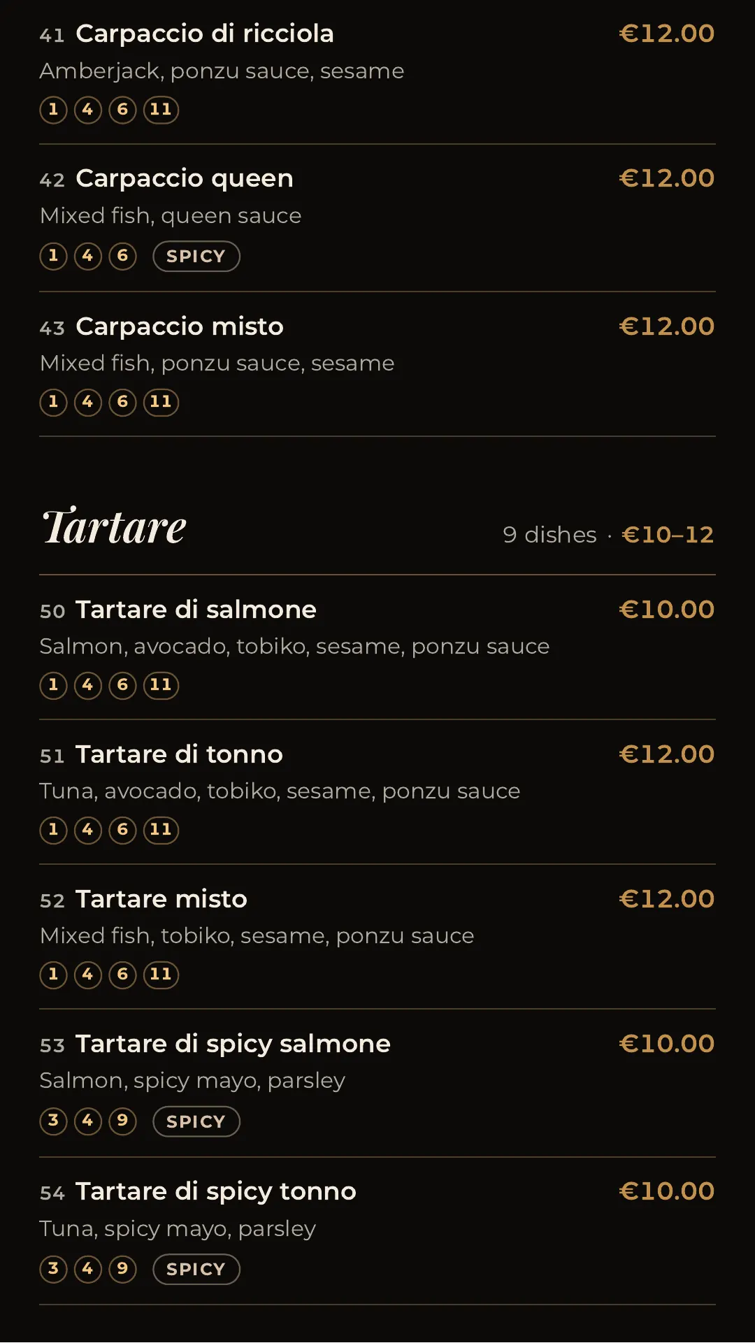 Full menu, page 9 of 32