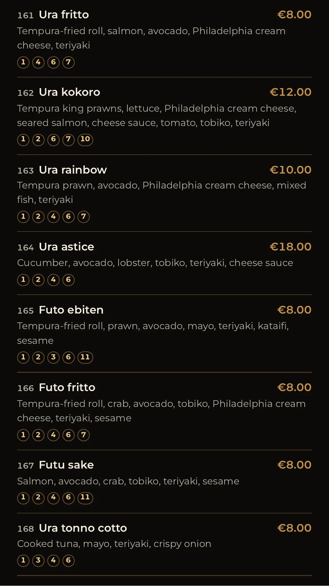 Full menu, page 16 of 32