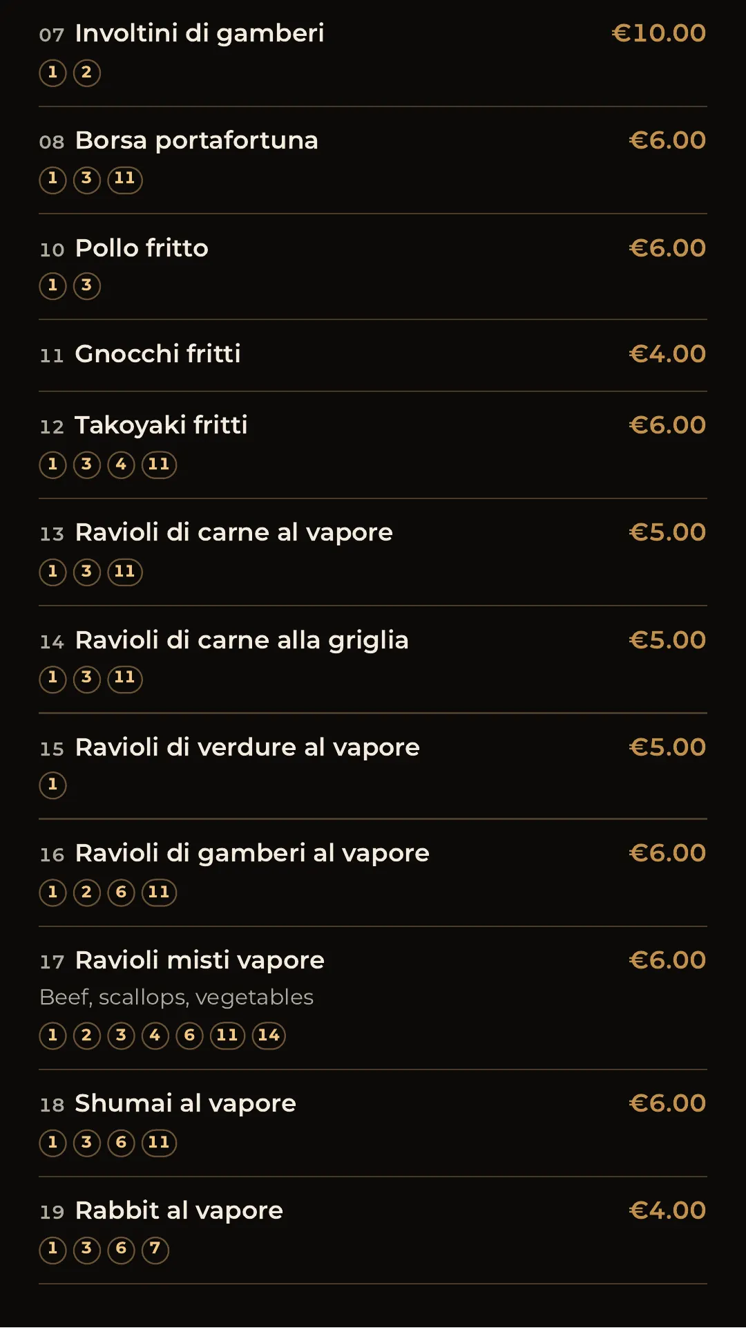 Full menu, page 20 of 32