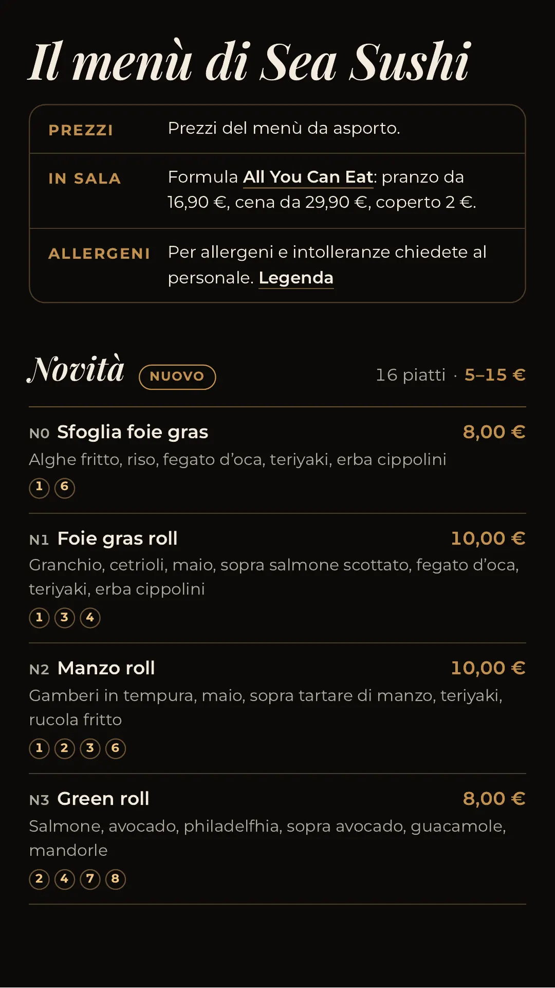 Menù completo, pagina 1 di 32